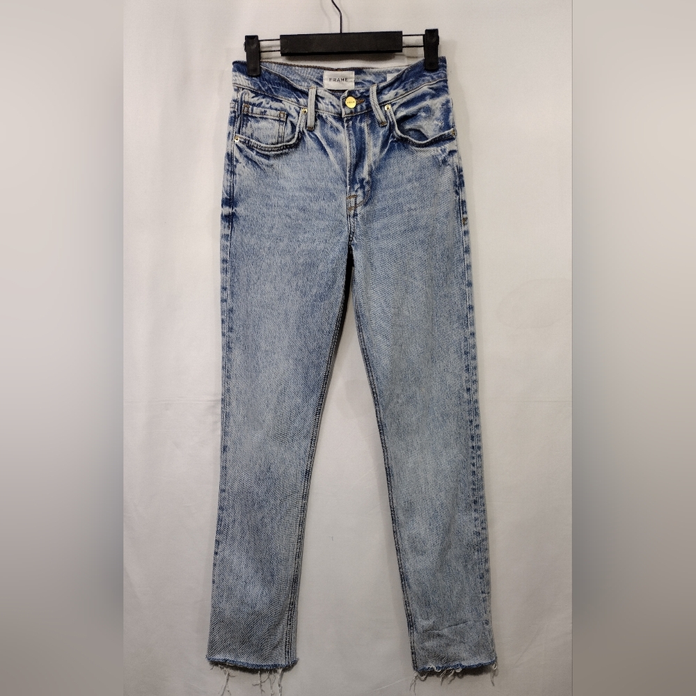 Frame Denim Le Original High Rise Slim Straight Leg Jeans 23 Blue Boho Retro - Picture 2 of 12